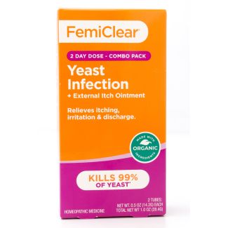 FemiClear 2-Day Dose Yeast Infection + External Itch Ointment 2 Tubes: net wt 0.5 oz each