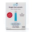 Pip Single-Use Lancets Sensitive Skin 30g Needle 1.0mm Depth 100 Lancets